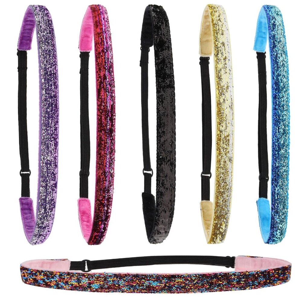 FROG SAC 6 Adjustable Glitter Headbands for Girls